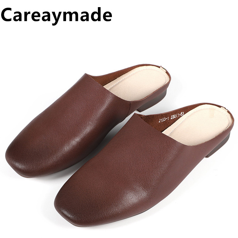 Women'S Fashion Korea - Careaymade-lato 100% prawdziwej skóry kobiet kapcie,