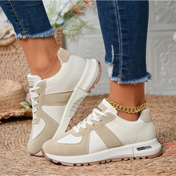 Women'S Yellow Fashion Sneakers - Modne damskie lekkie sneakersy w paski