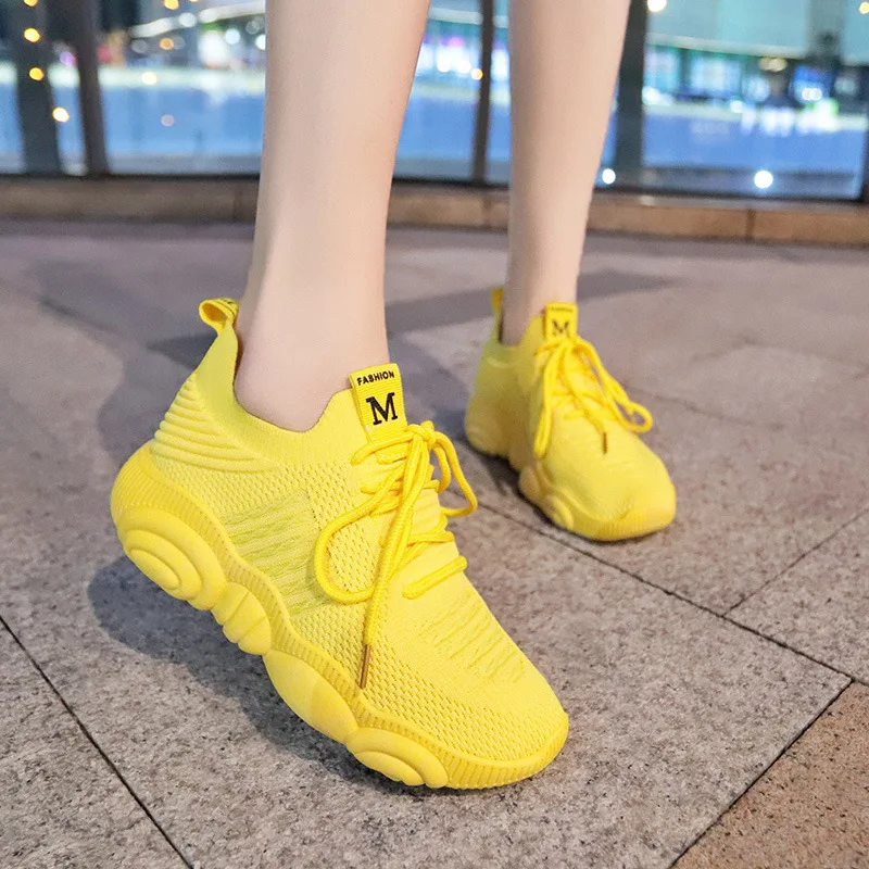 Women'S Yellow Fashion Sneakers - Modne trampki damskie platformy trampki obuwie