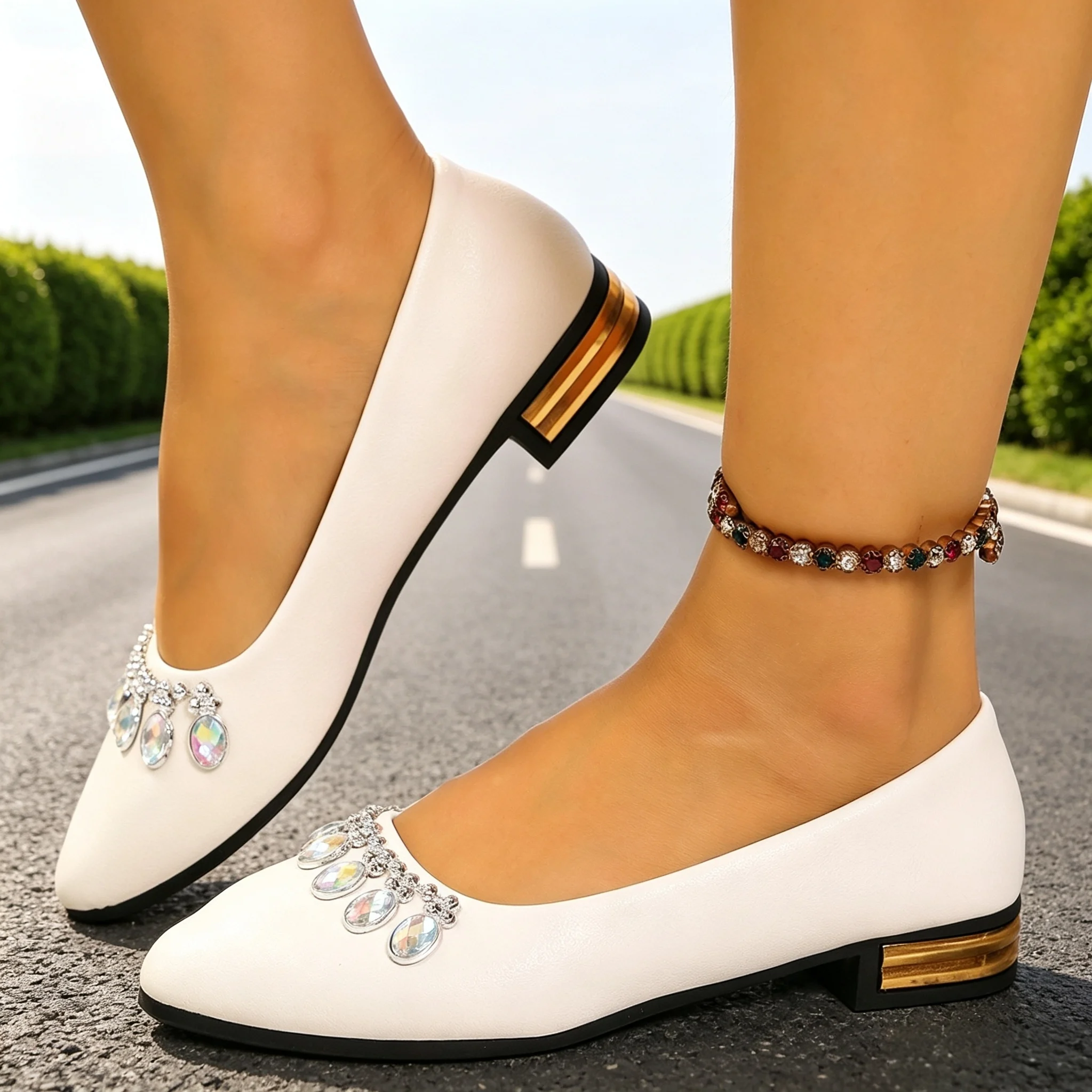 Women'S Fashion Loafers - Damskie baleriny z ostrym noskiem, duże