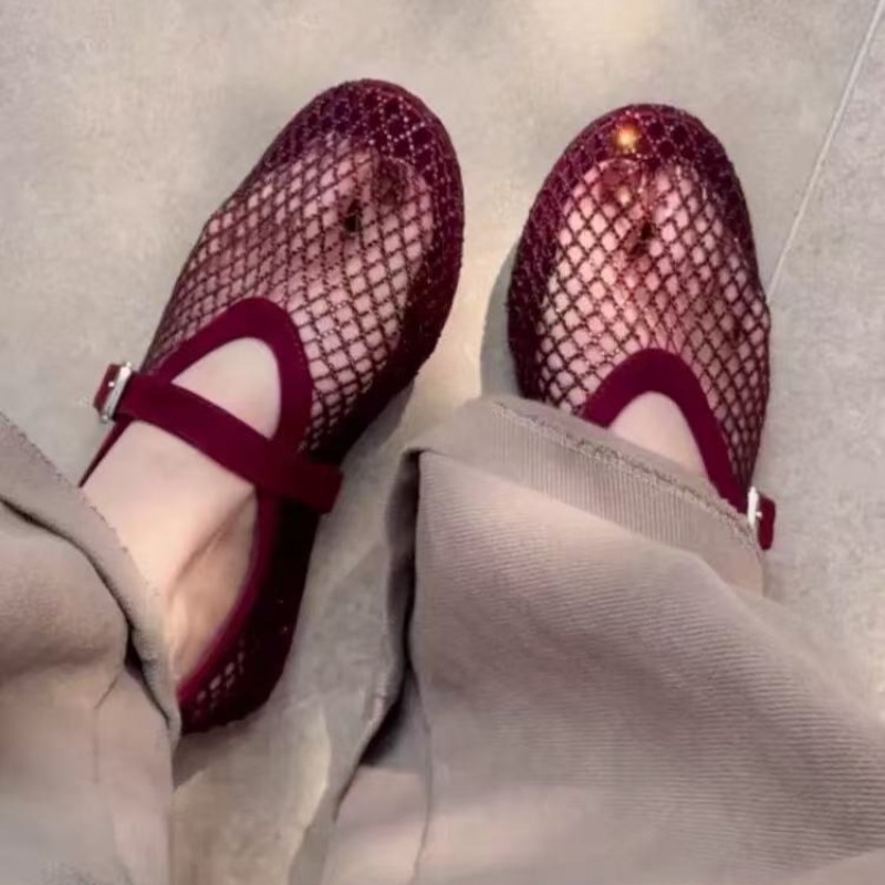 Women'S Fashion Loafers - Ażurowe sandały Baotou z cyrkoniami damskie