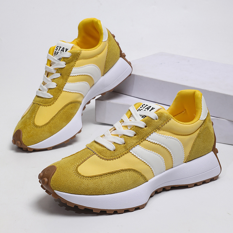 Women'S Yellow Fashion Sneakers - Modne żółte sneakersy na platformie w