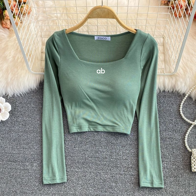 Women'S Fashion Layering - Damska koreańska bluzka z kwadratowym dekoltem,