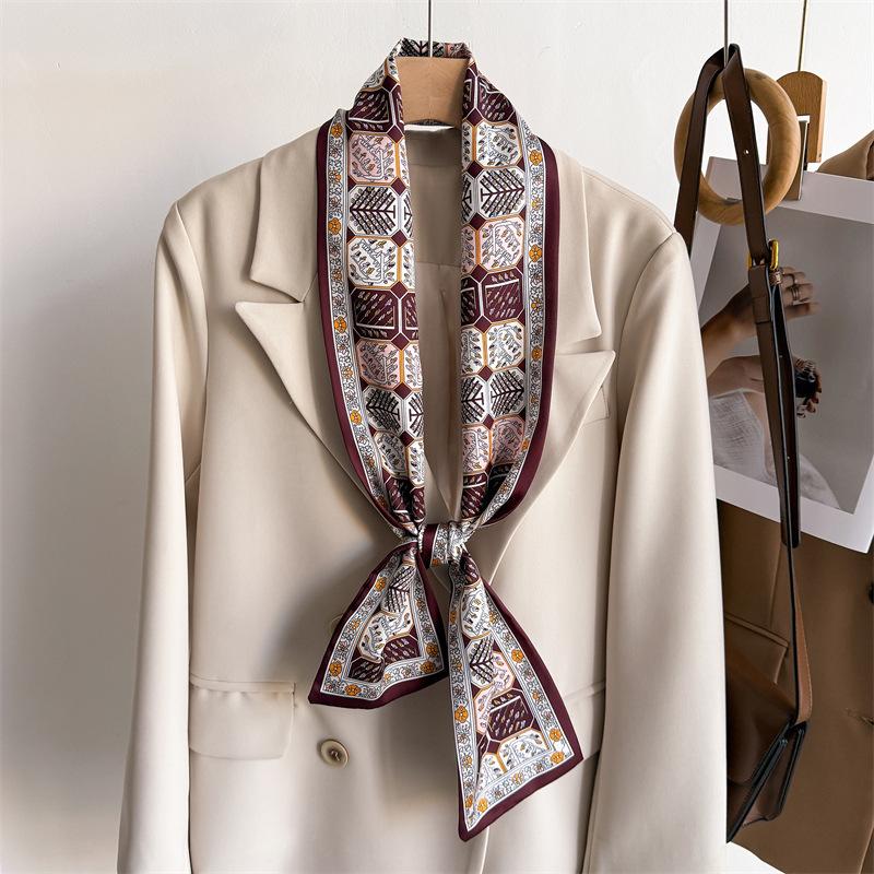 Women'S Fashion Layering - Mała jedwabna apaszka damska dwuwarstwowa 12*145