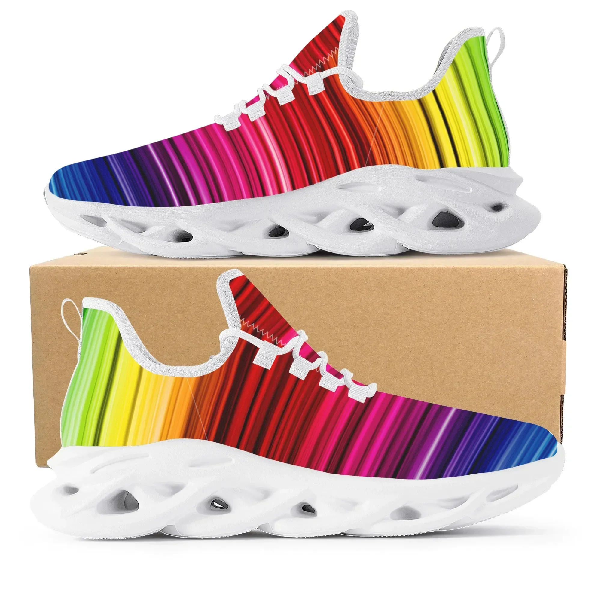 Kolorowe, tęczowe sneakersy w  – Women'S Fashion Running Shoes recenzja i cena
