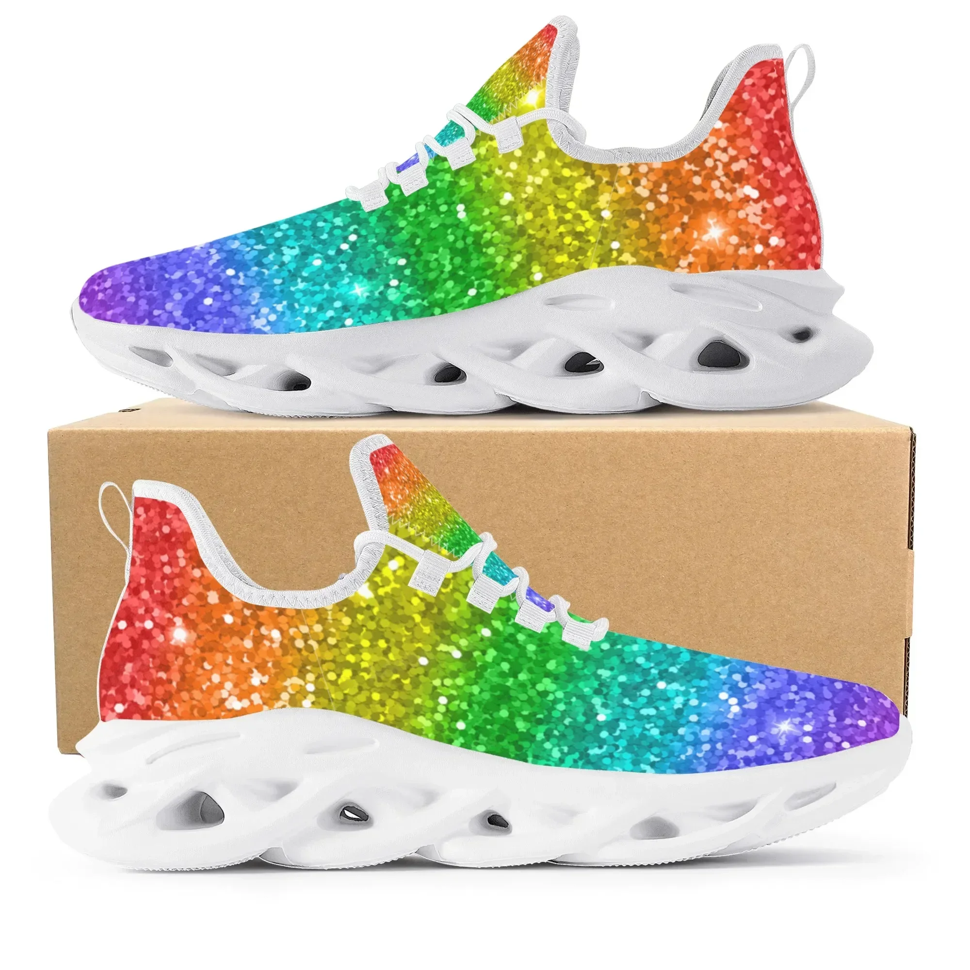 Kolorowe, tęczowe sneakersy w  – Women'S Fashion Running Shoes recenzja i cena