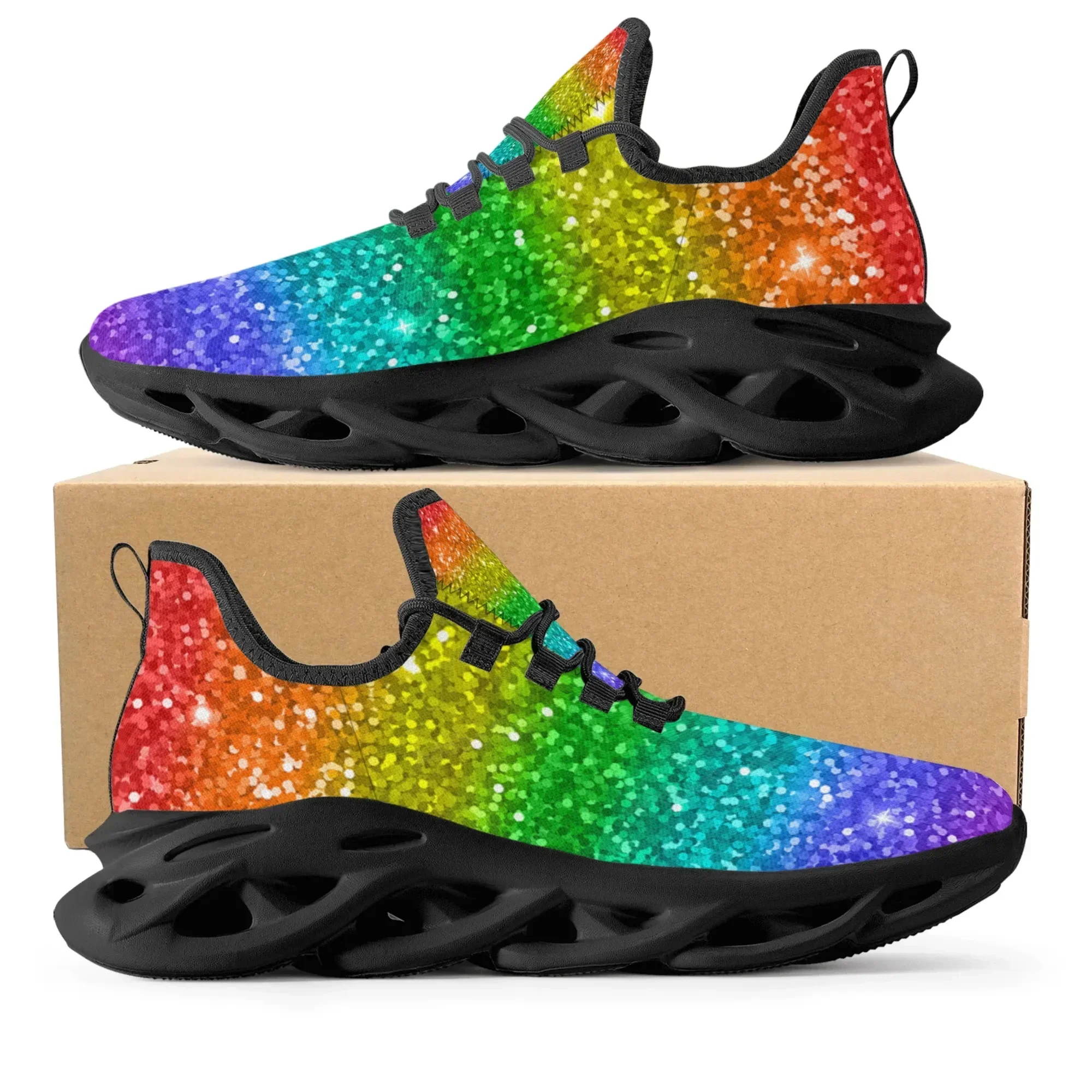 Kolorowe, tęczowe sneakersy w  – Women'S Fashion Running Shoes recenzja i cena